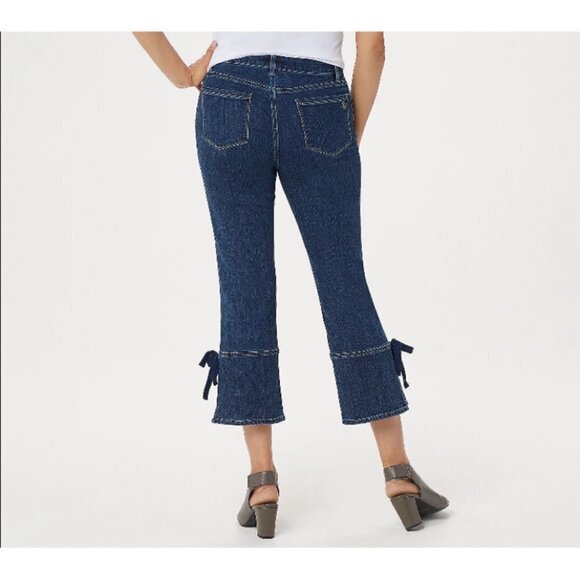 💕SUSAN GRAVER💕 Regular High Stretch Denim Crop Jeans with Ties 8P - Picture 4 of 16